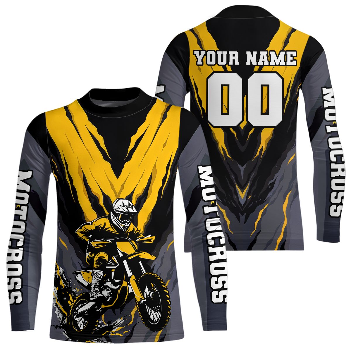 Custom Yellow Motocross Racing Jersey Dirt Bike Shirts Riding Shirt