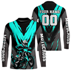 Custom Turquoise Motocross Racing Jersey Dirt Bike Shirts Riding Shirt