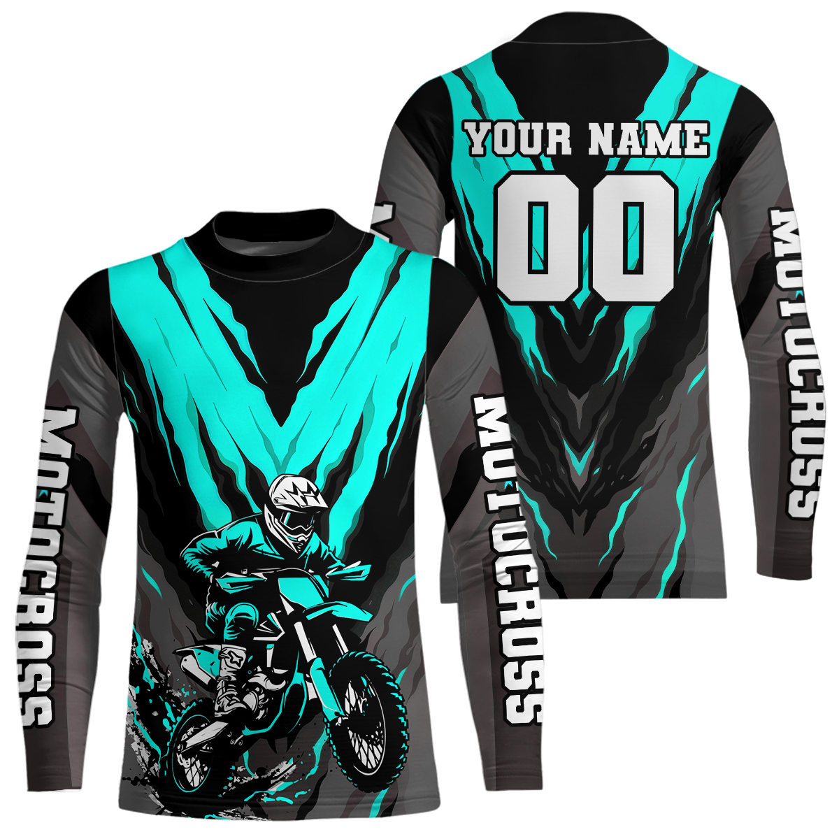 Custom Turquoise Motocross Racing Jersey Dirt Bike Shirts Riding Shirt