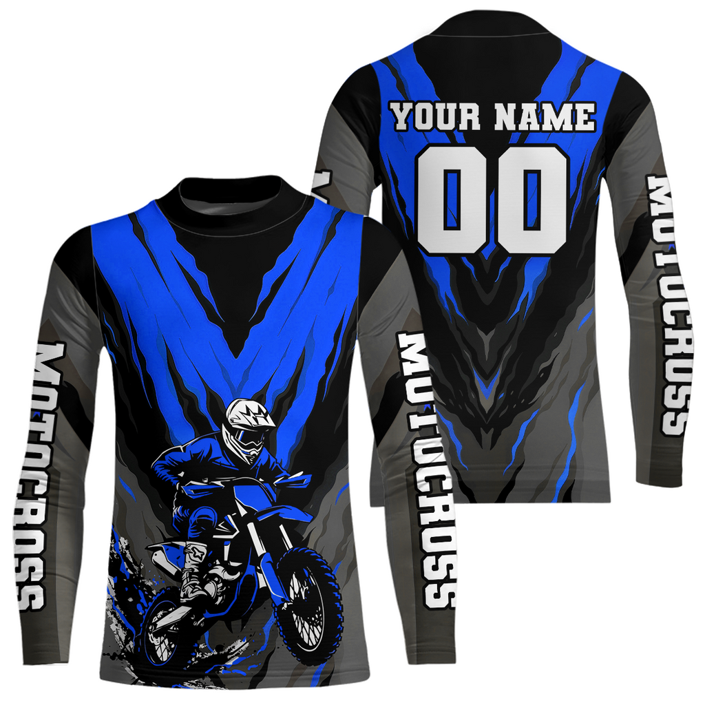 Custom Blue Motocross Racing Jersey Dirt Bike Shirts Riding Shirt