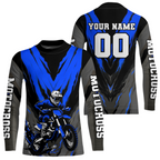 Custom Blue Motocross Racing Jersey Dirt Bike Shirts Riding Shirt