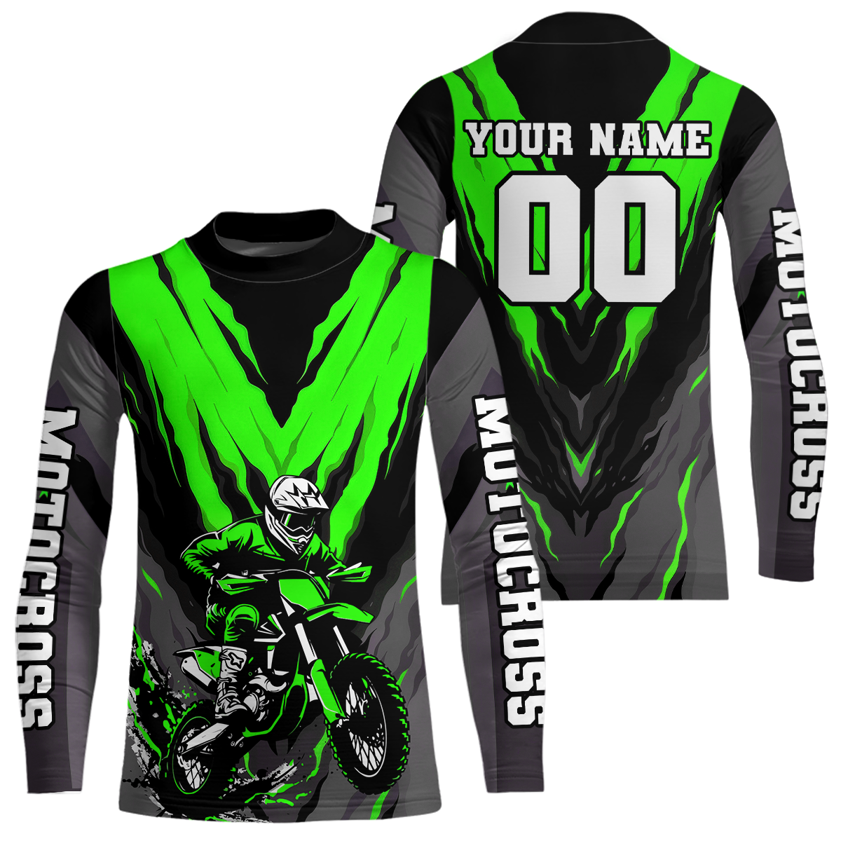 Custom Green Motocross Racing Jersey Dirt Bike Shirts Riding Shirt