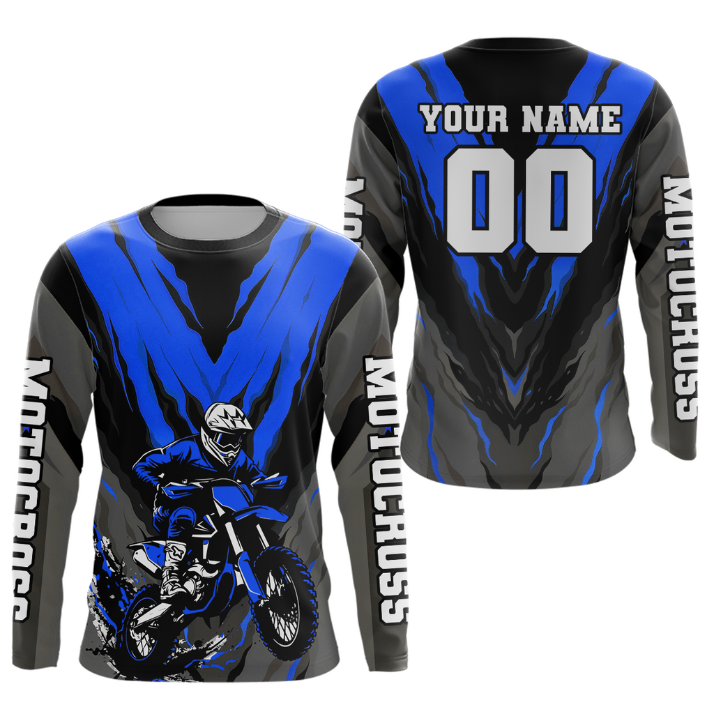 Custom Blue Motocross Racing Jersey Dirt Bike Shirts Riding Shirt