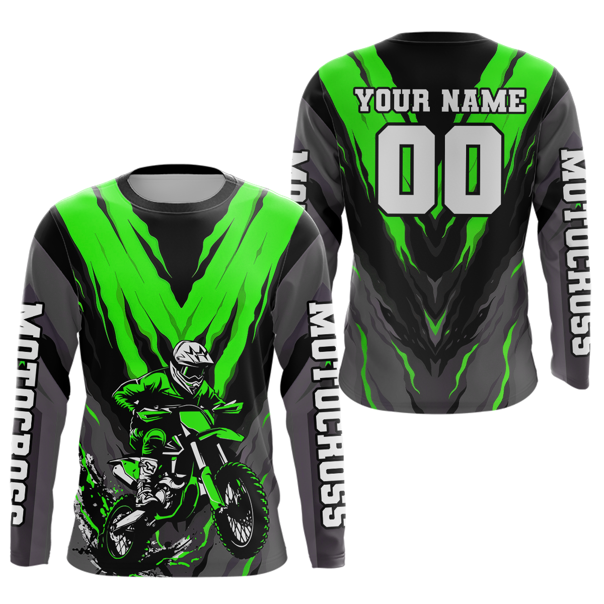 Custom Green Motocross Racing Jersey Dirt Bike Shirts Riding Shirt