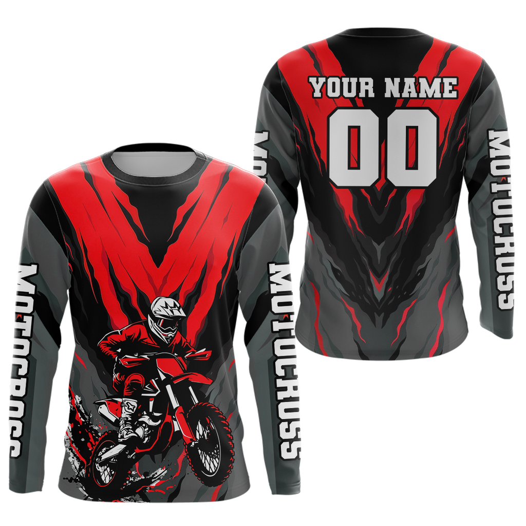 Custom Red Motocross Racing Jersey Dirt Bike Shirts Riding Shirt