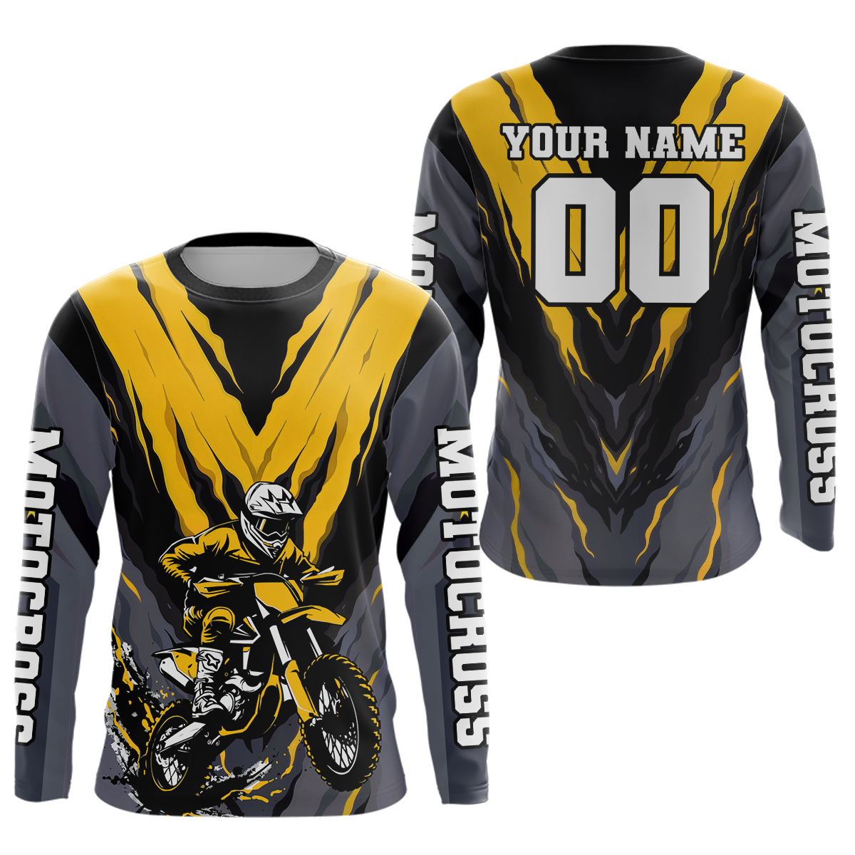 Custom Yellow Motocross Racing Jersey Dirt Bike Shirts Riding Shirt
