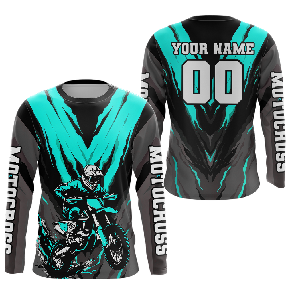 Custom Turquoise Motocross Racing Jersey Dirt Bike Shirts Riding Shirt