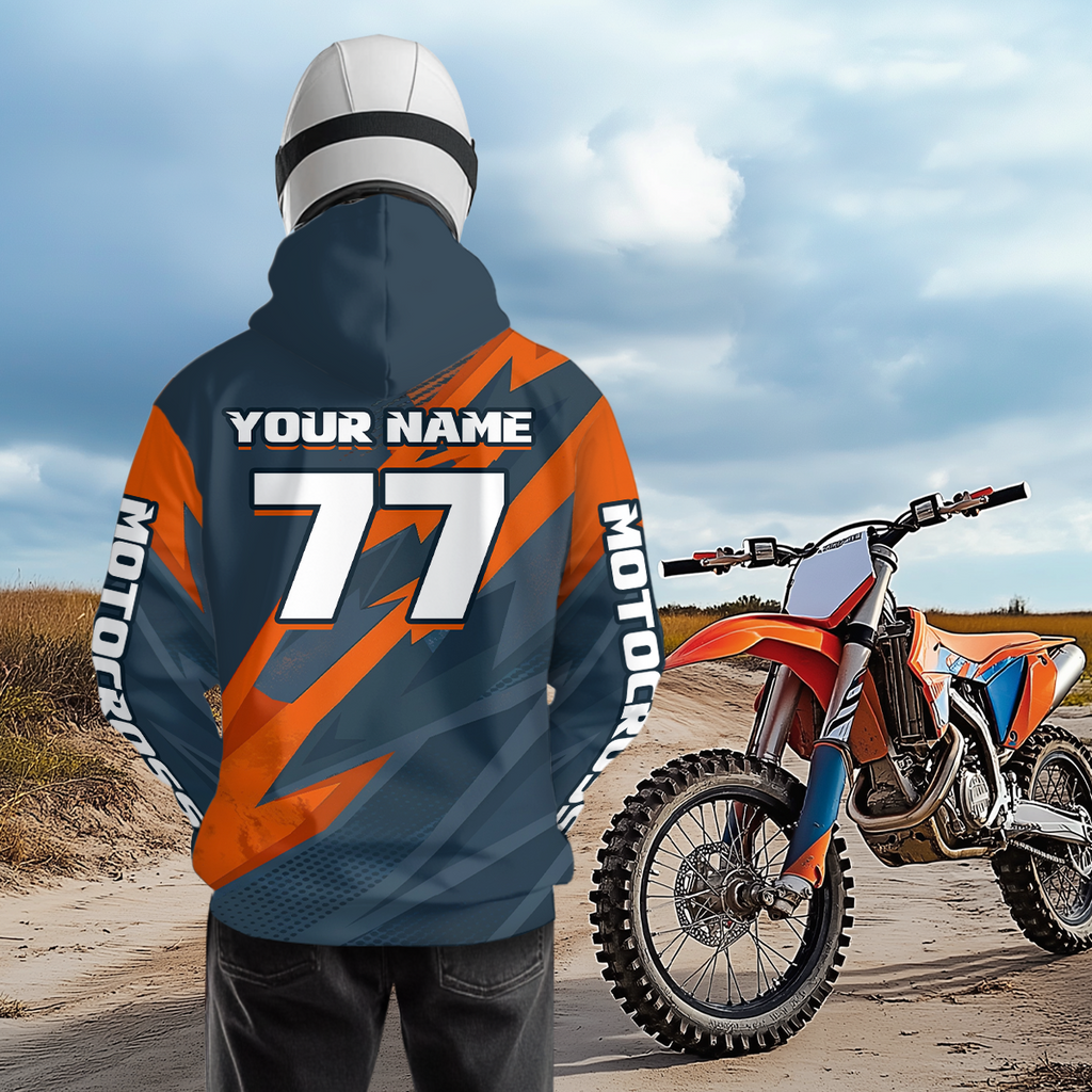 Orange Motocross Hoodie Custom Dirt Bike Pink Blue Racing Hoodie Shirt