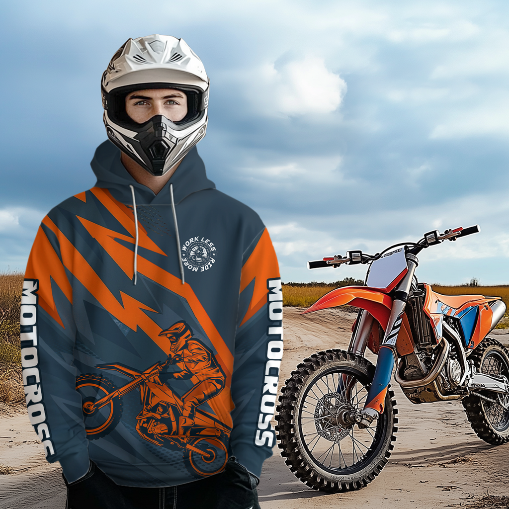 Orange Motocross Hoodie Custom Dirt Bike Pink Blue Racing Hoodie Shirt