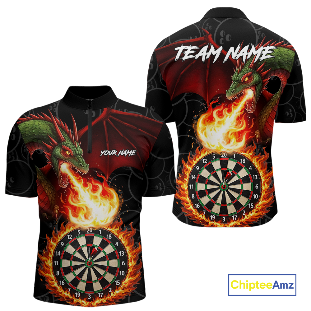 Custom Flame Dragon Darts Shirt Darts Team Jerseys Dartboard Shirt Dart League
