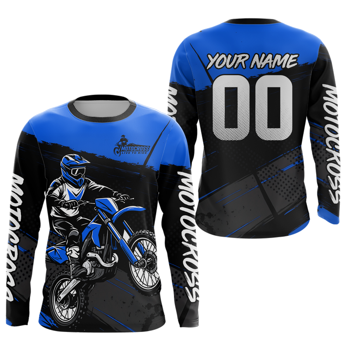 Blue Motocross Jersey Dirt Bike Shirts Custom Off road Riding Shirt