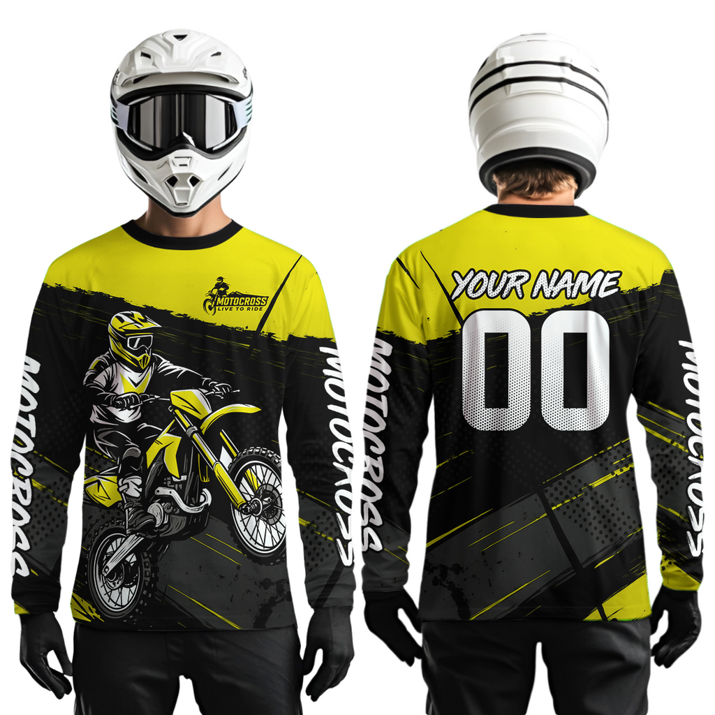 Yellow Motocross Jersey Dirt Bike Shirts Custom Off road Riding Shirt