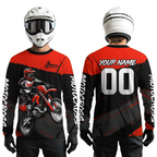 Red Motocross Jersey Dirt Bike Shirts Custom Off road Riding Shirt