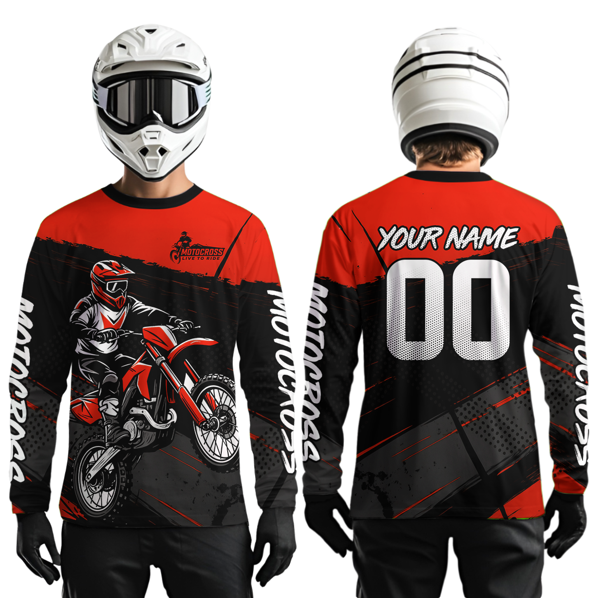 Red Motocross Jersey Dirt Bike Shirts Custom Off road Riding Shirt