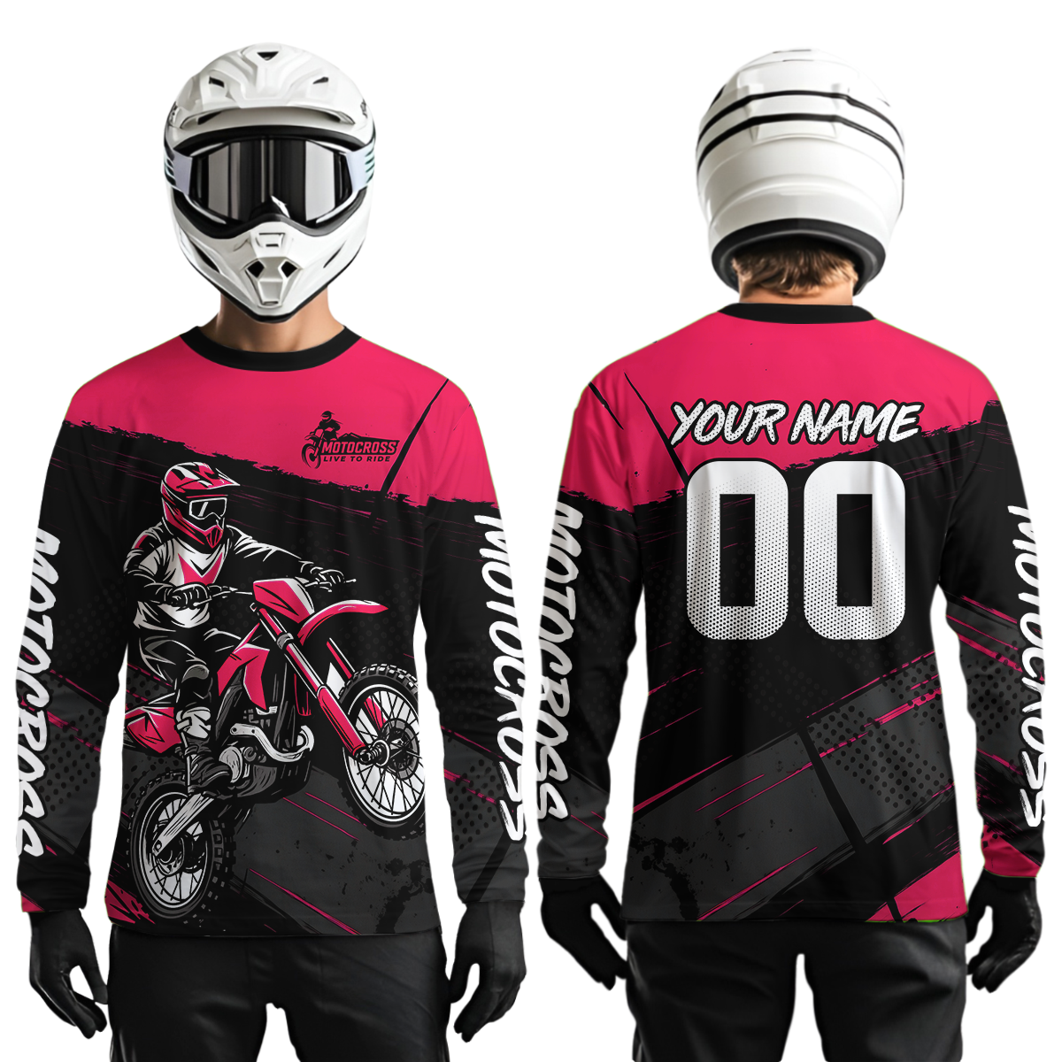 Pink Motocross Jersey Dirt Bike Shirts Custom Off road Riding Shirt