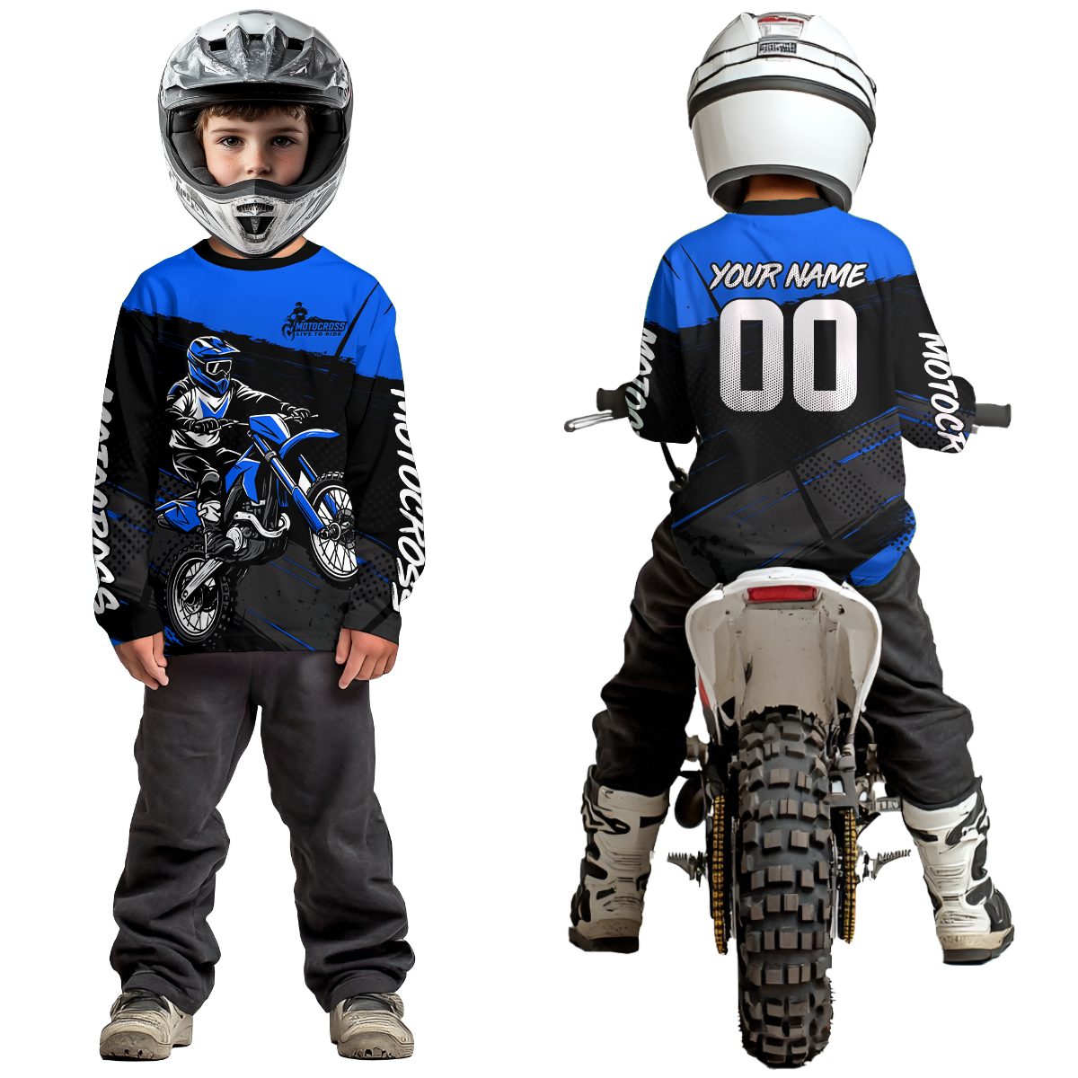 Blue Motocross Jersey Dirt Bike Shirts Custom Off road Riding Shirt