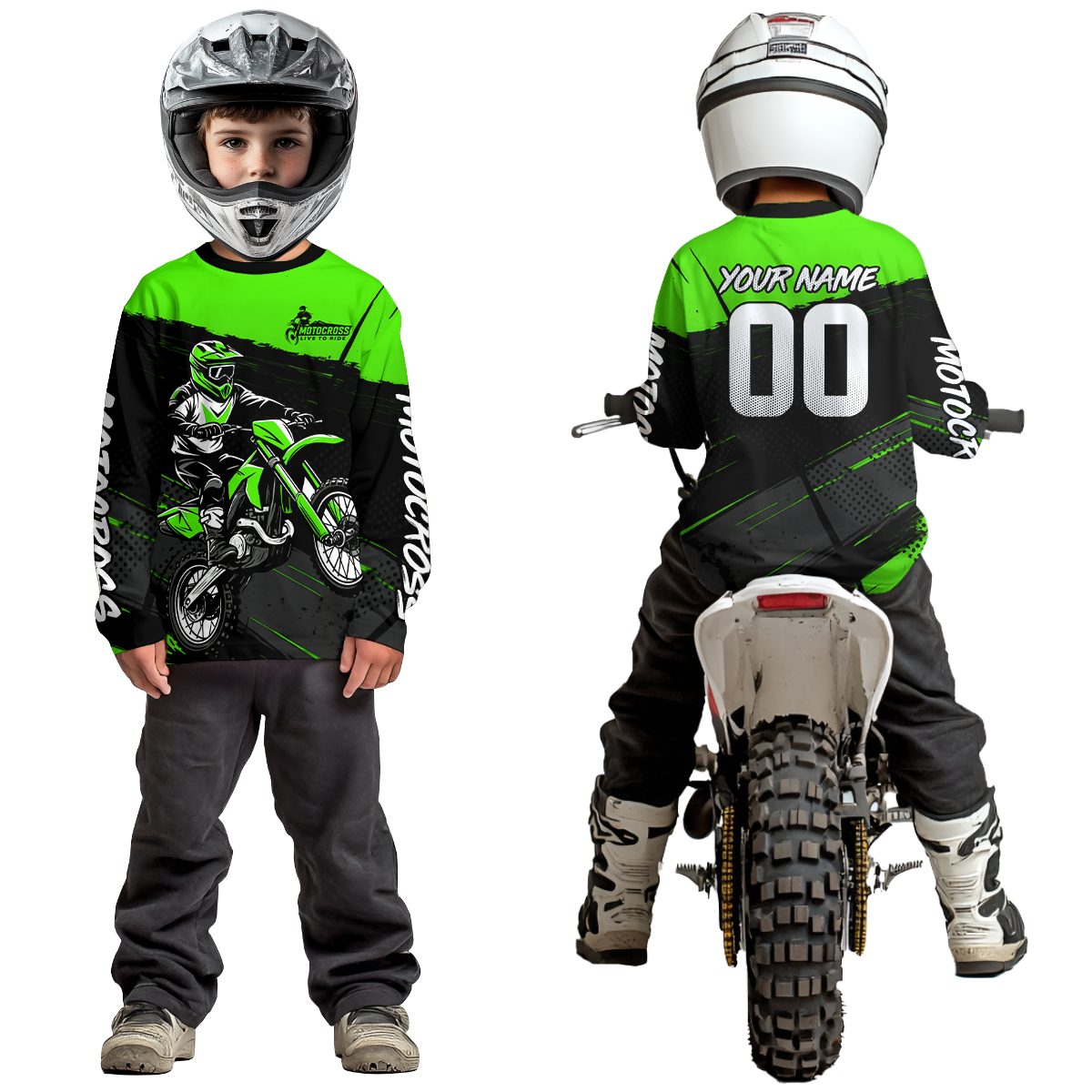 Green Motocross Jersey Dirt Bike Shirts Custom Off road Riding Shirt
