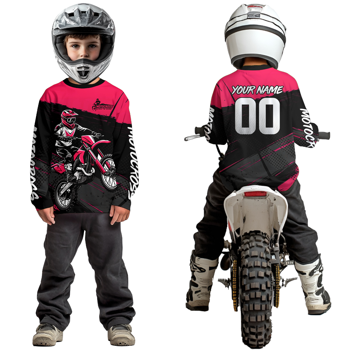 Pink Motocross Jersey Dirt Bike Shirts Custom Off road Riding Shirt