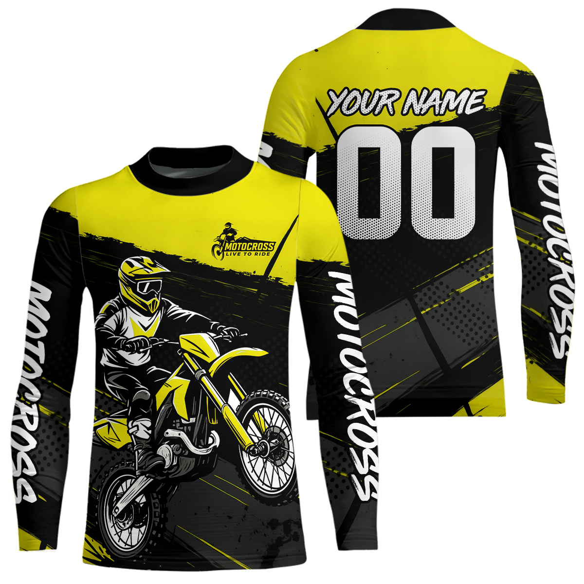 Yellow Motocross Jersey Dirt Bike Shirts Custom Off road Riding Shirt