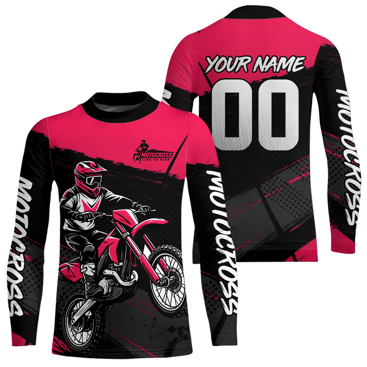 Pink Motocross Jersey Dirt Bike Shirts Custom Off road Riding Shirt