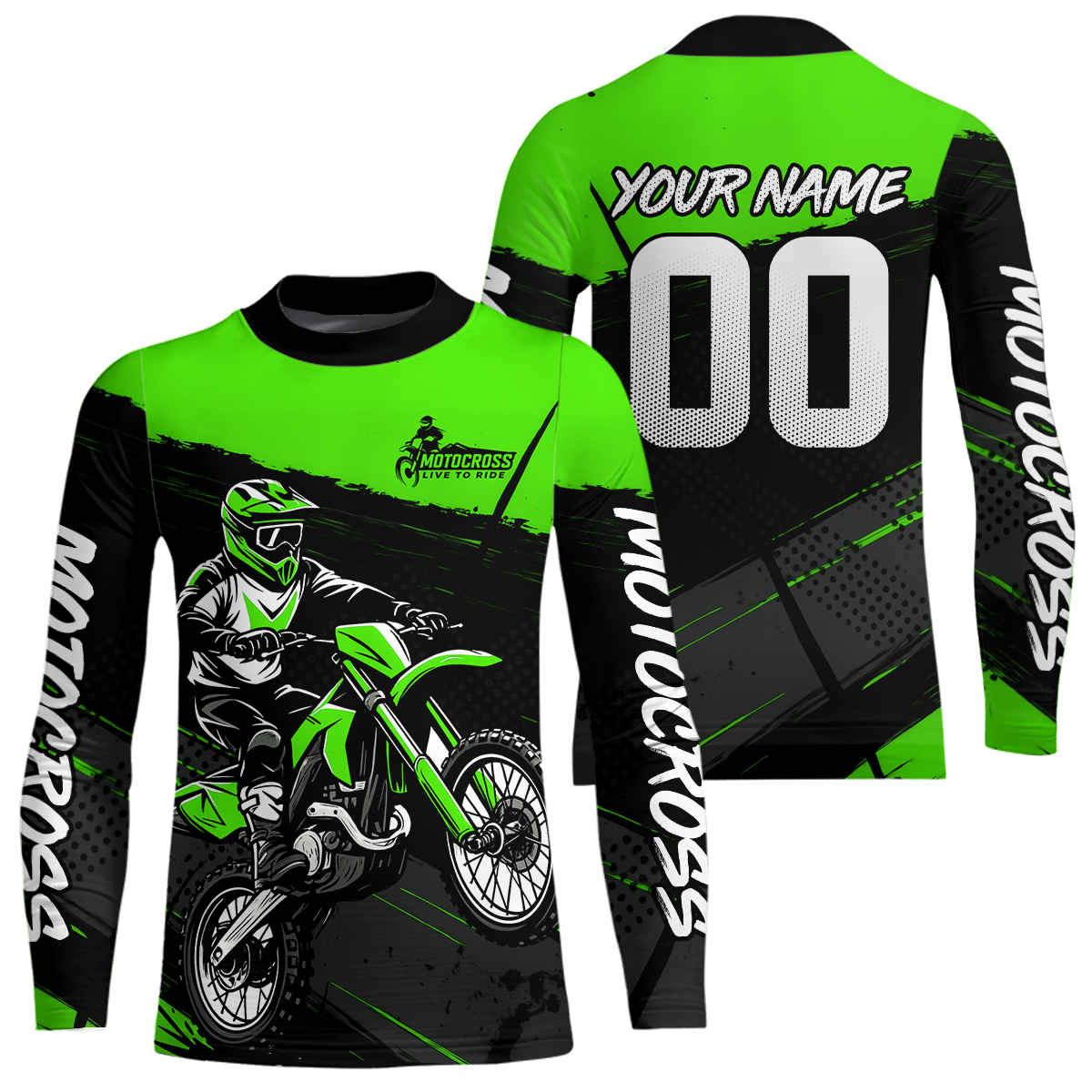 Green Motocross Jersey Dirt Bike Shirts Custom Off road Riding Shirt