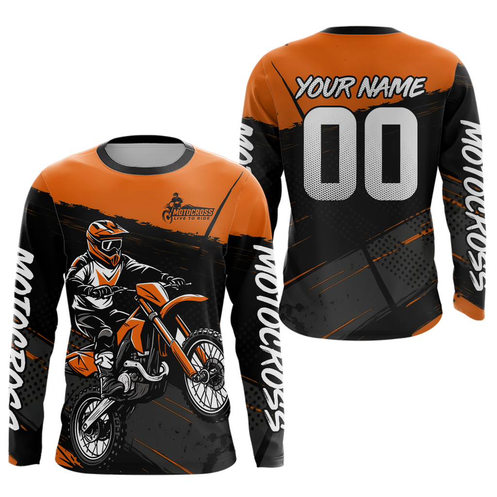 Orange Motocross Jersey Dirt Bike Shirts Custom Off road Riding Shirt