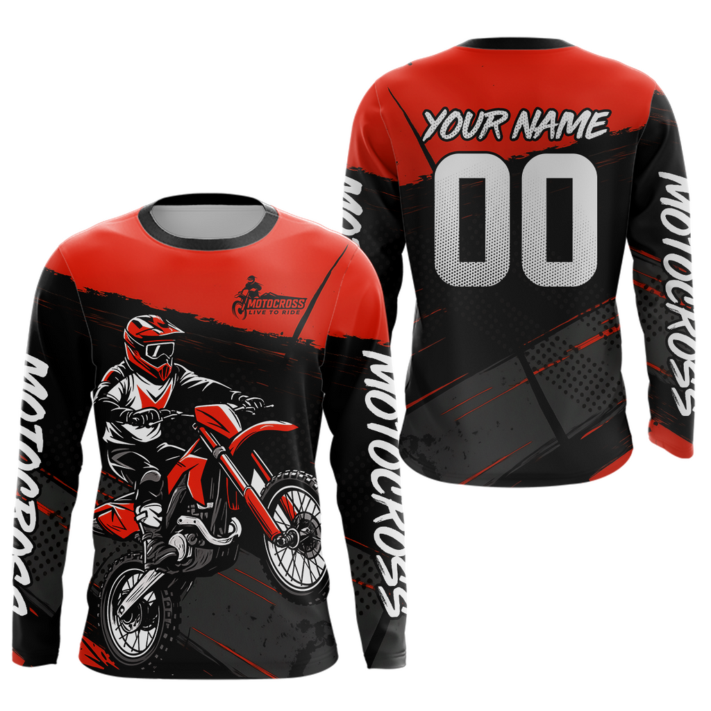 Red Motocross Jersey Dirt Bike Shirts Custom Off road Riding Shirt