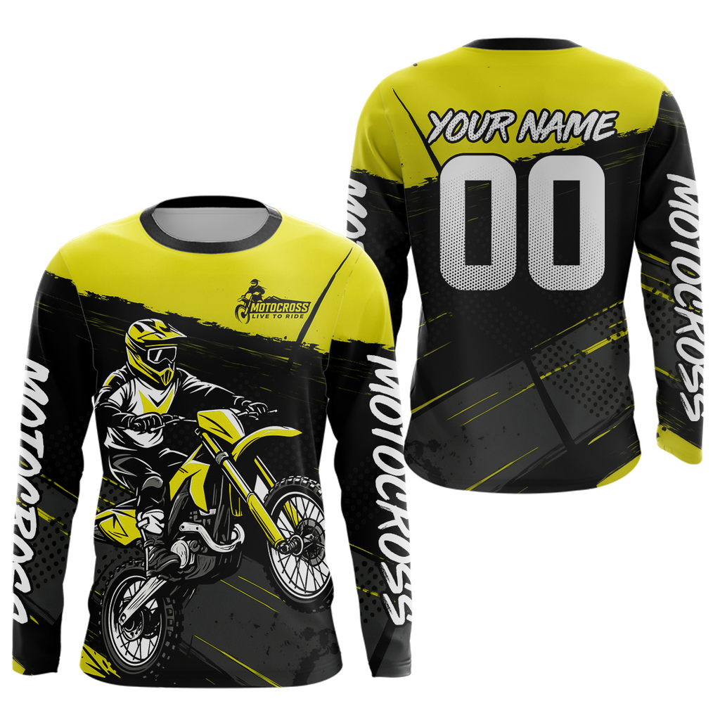 Yellow Motocross Jersey Dirt Bike Shirts Custom Off road Riding Shirt
