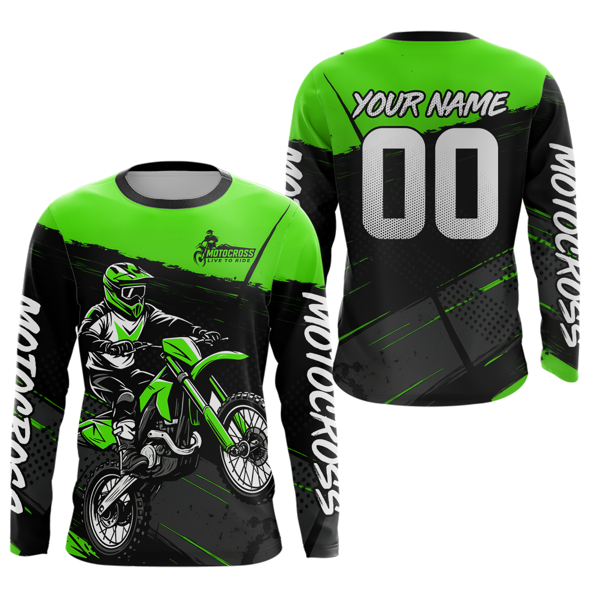 Green Motocross Jersey Dirt Bike Shirts Custom Off road Riding Shirt
