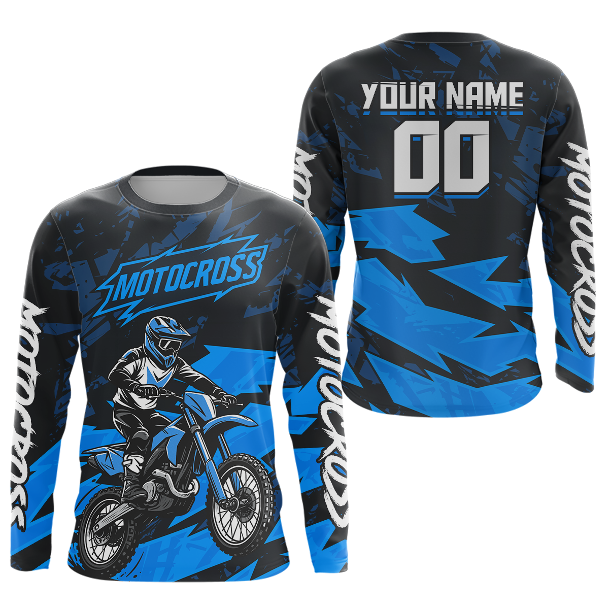 Blue Custom Motocross Racing Jersey Dirt Bike Shirts Off road Shirt