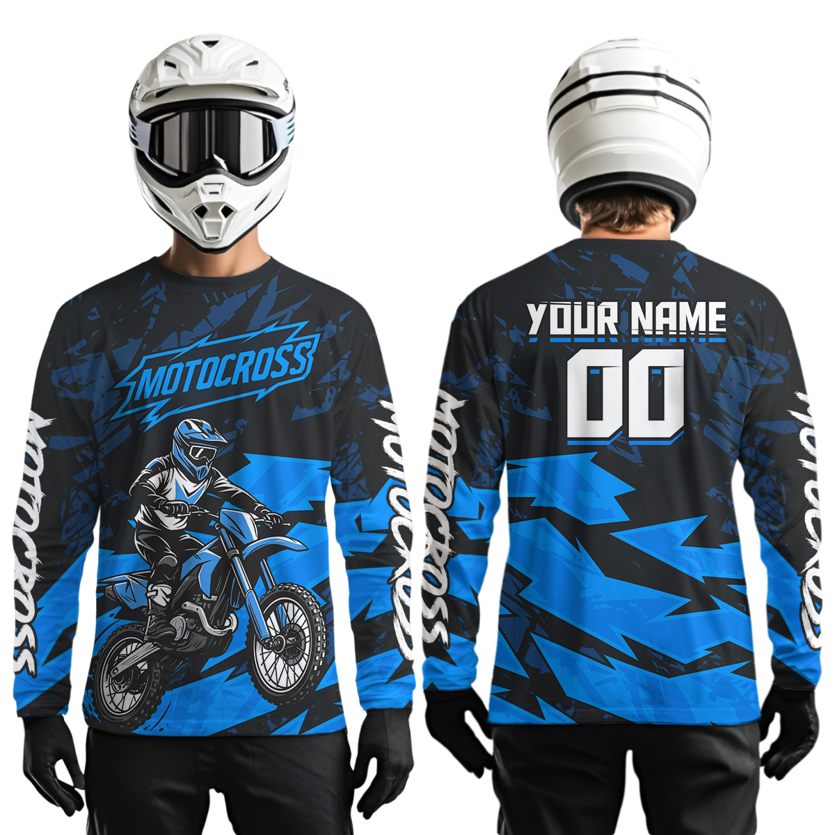 Blue Custom Motocross Racing Jersey Dirt Bike Shirts Off road Shirt
