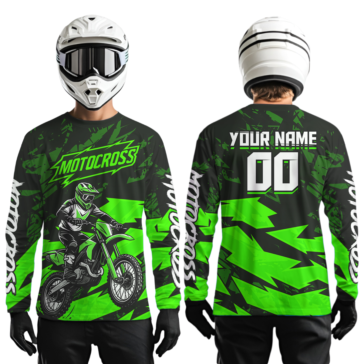 Green Custom Motocross Racing Jersey Dirt Bike Shirts Off road Shirt
