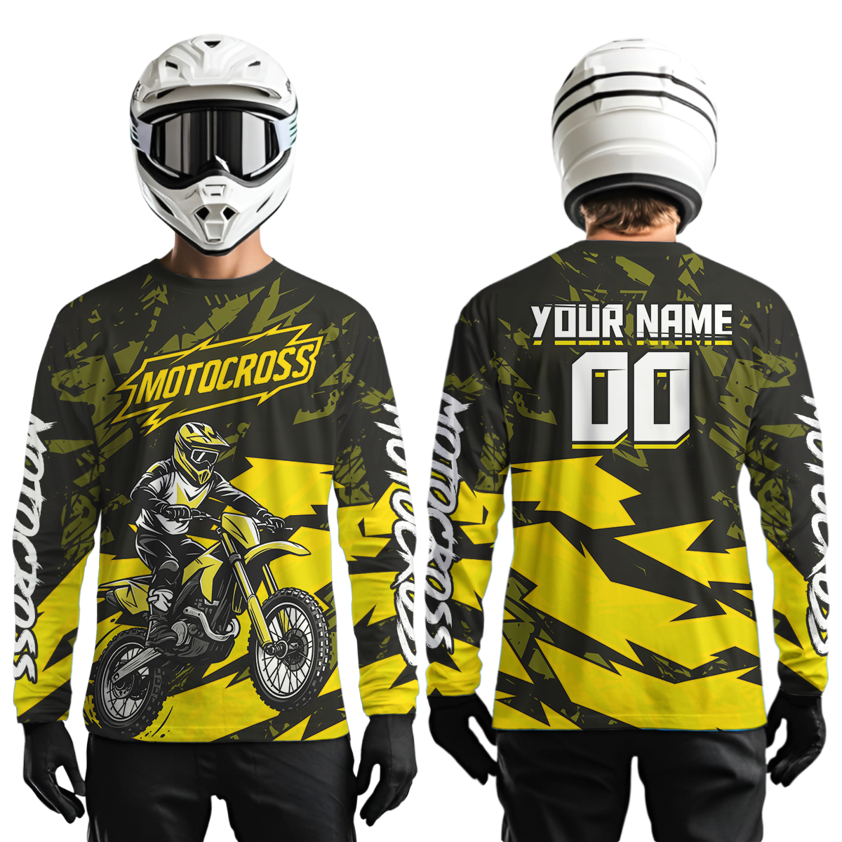 Yellow Custom Motocross Racing Jersey Dirt Bike Shirts Off road Shirt