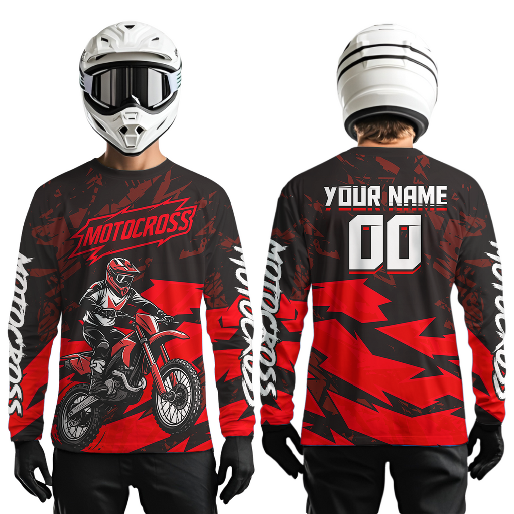 Red Custom Motocross Racing Jersey Dirt Bike Shirts Off road Shirt