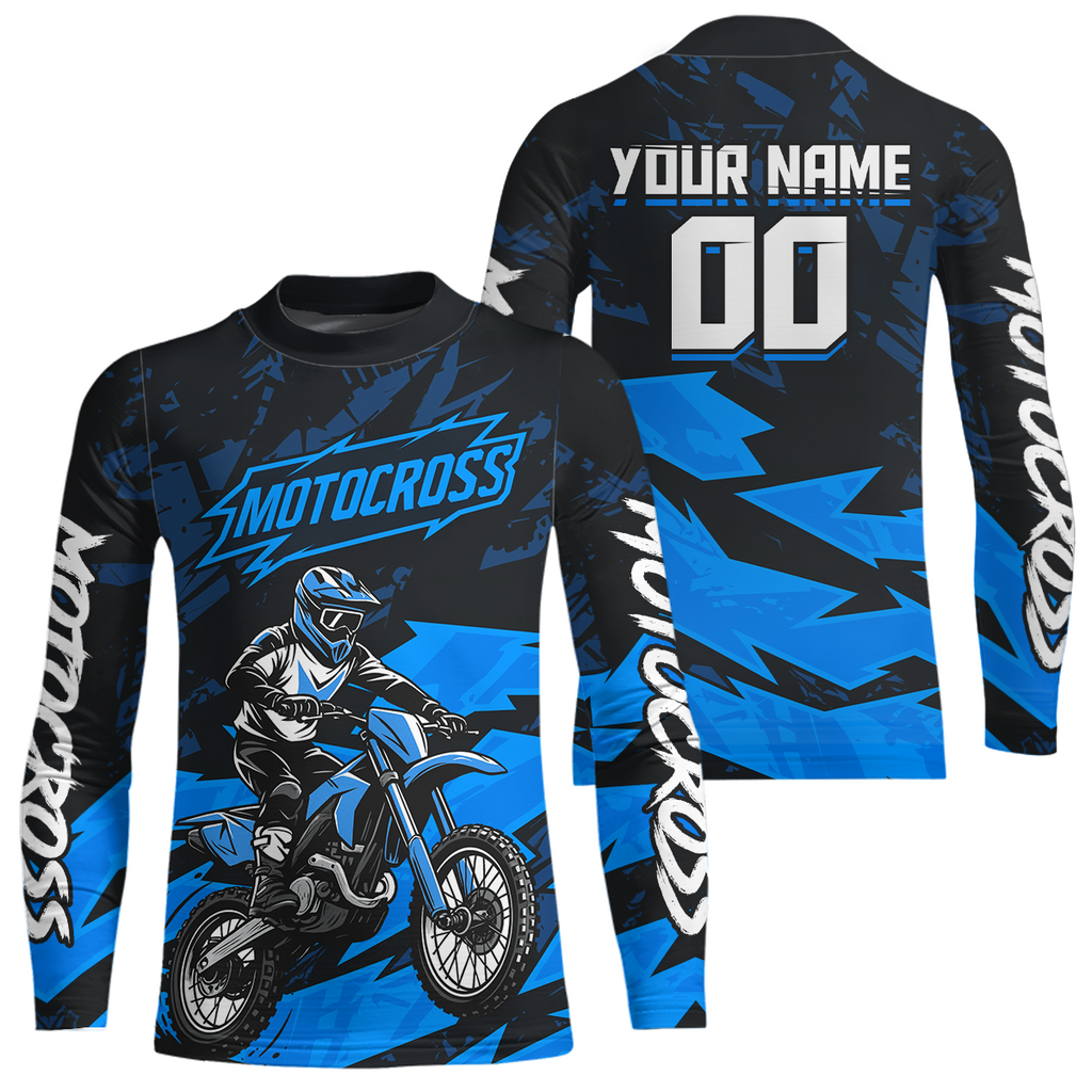Blue Custom Motocross Racing Jersey Dirt Bike Shirts Off road Shirt