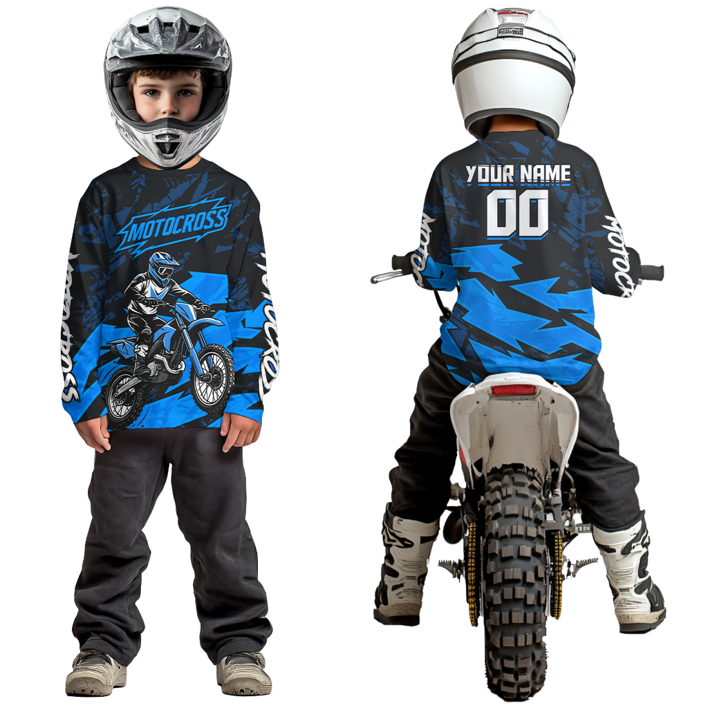 Blue Custom Motocross Racing Jersey Dirt Bike Shirts Off road Shirt