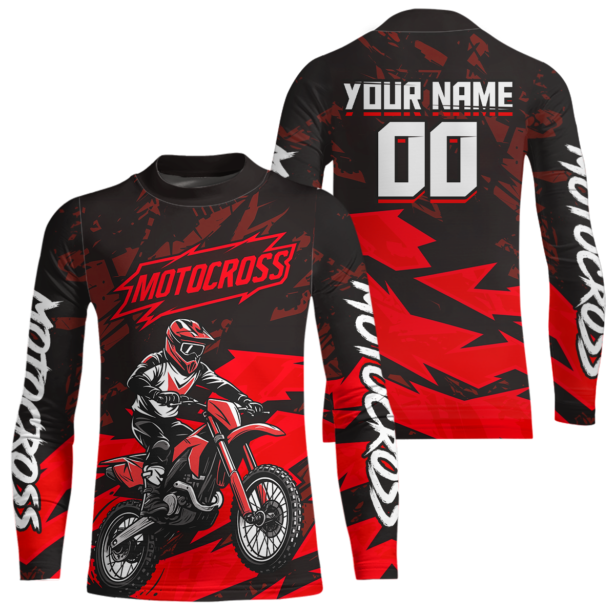 Red Custom Motocross Racing Jersey Dirt Bike Shirts Off road Shirt