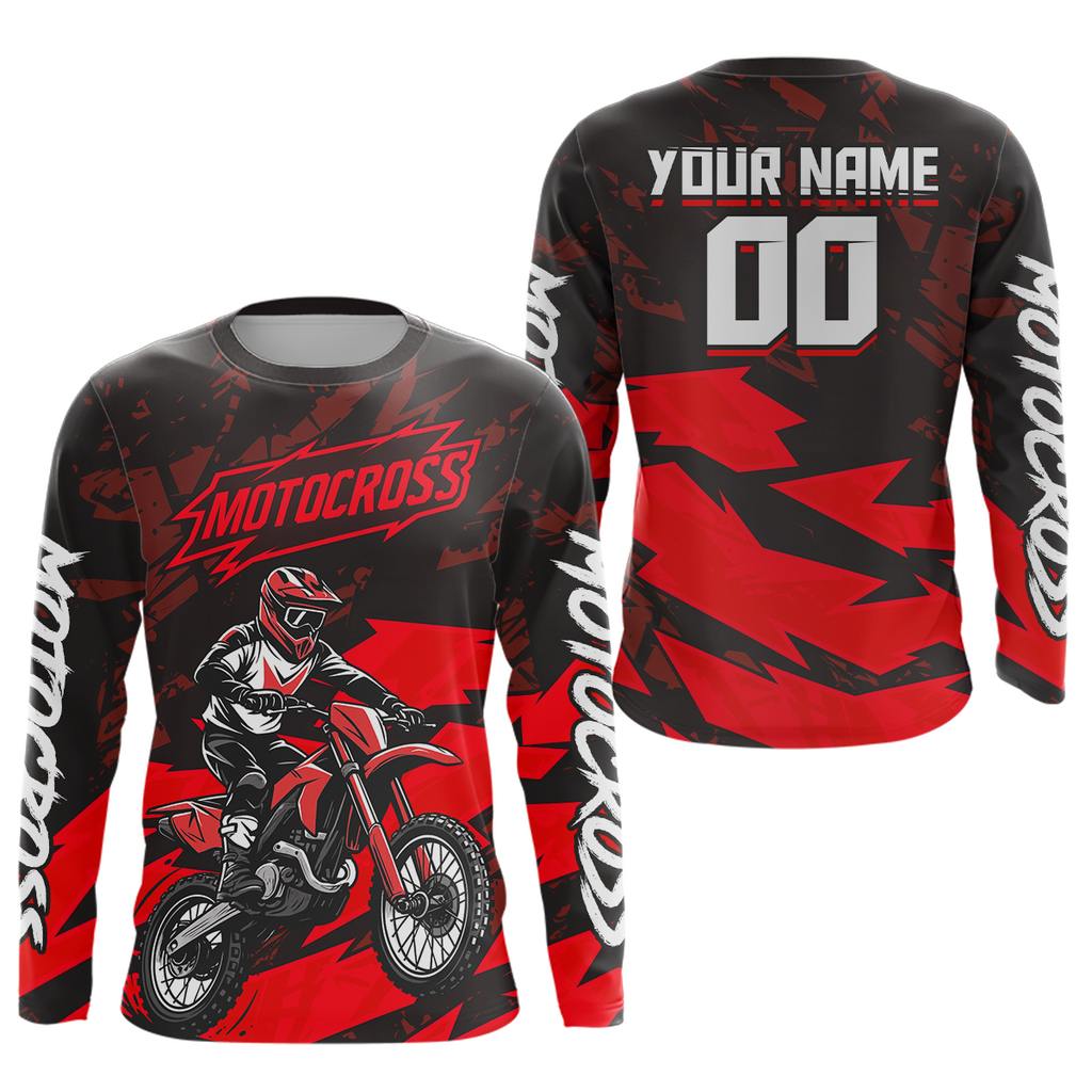 Red Custom Motocross Racing Jersey Dirt Bike Shirts Off road Shirt