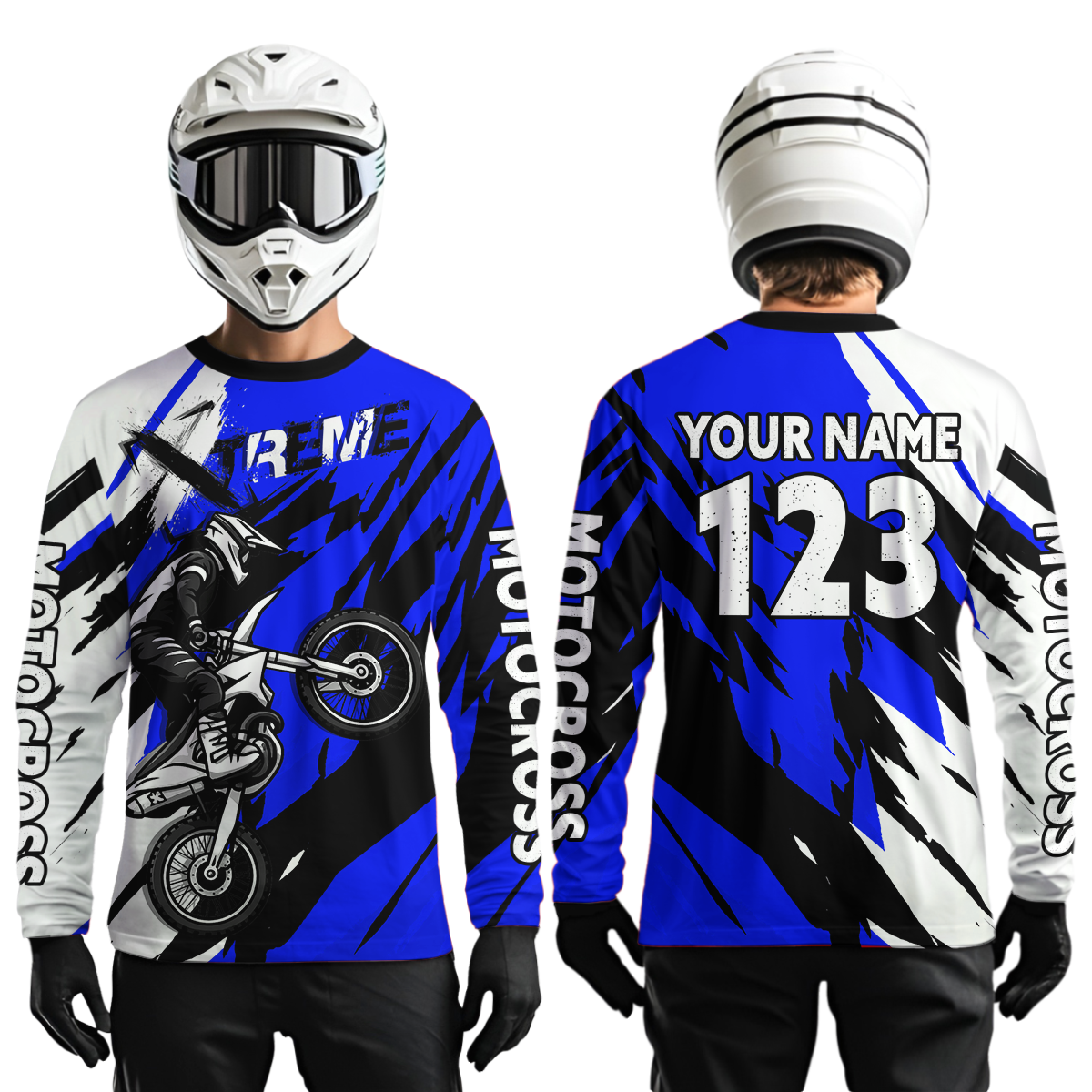Custom Blue Motocross Racing Jersey Custom Dirt Bike Off road Shirt