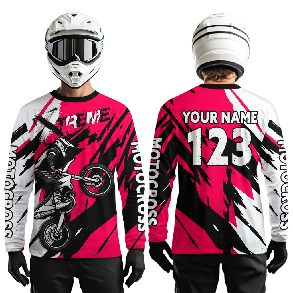 Custom Pink Motocross Racing Jersey Custom Dirt Bike Off road Shirt