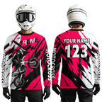 Custom Pink Motocross Racing Jersey Custom Dirt Bike Off road Shirt