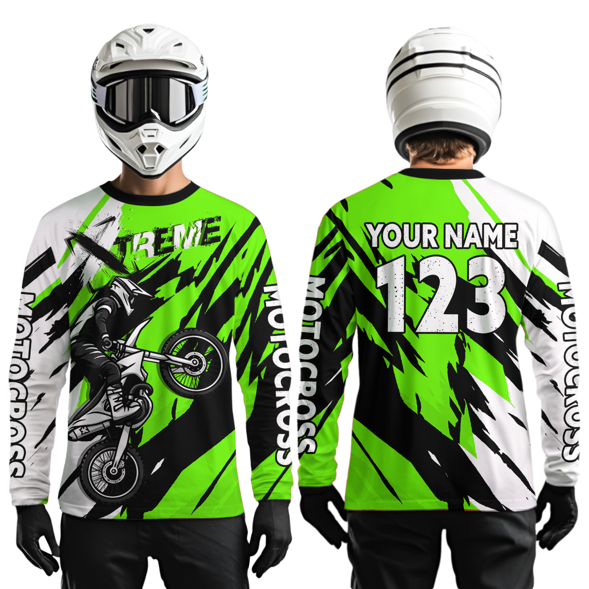 Custom Green Motocross Racing Jersey Custom Dirt Bike Off road Shirt