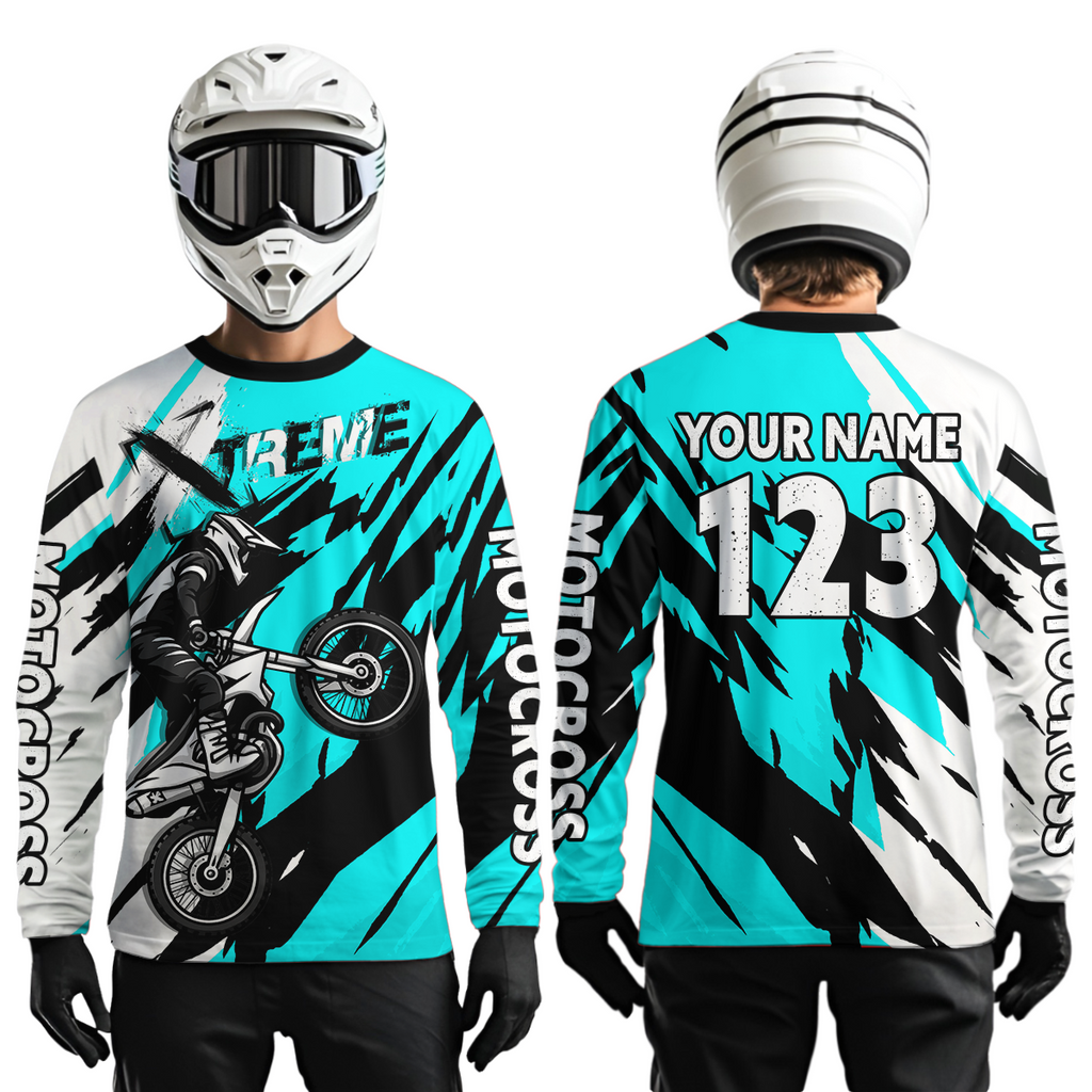 Custom Turquoise Motocross Racing Jersey Custom Dirt Bike Off road Shirt