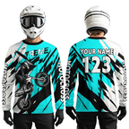 Custom Turquoise Motocross Racing Jersey Custom Dirt Bike Off road Shirt