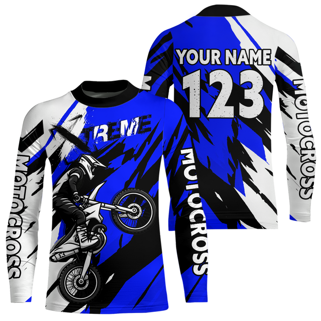Custom Blue Motocross Racing Jersey Custom Dirt Bike Off road Shirt
