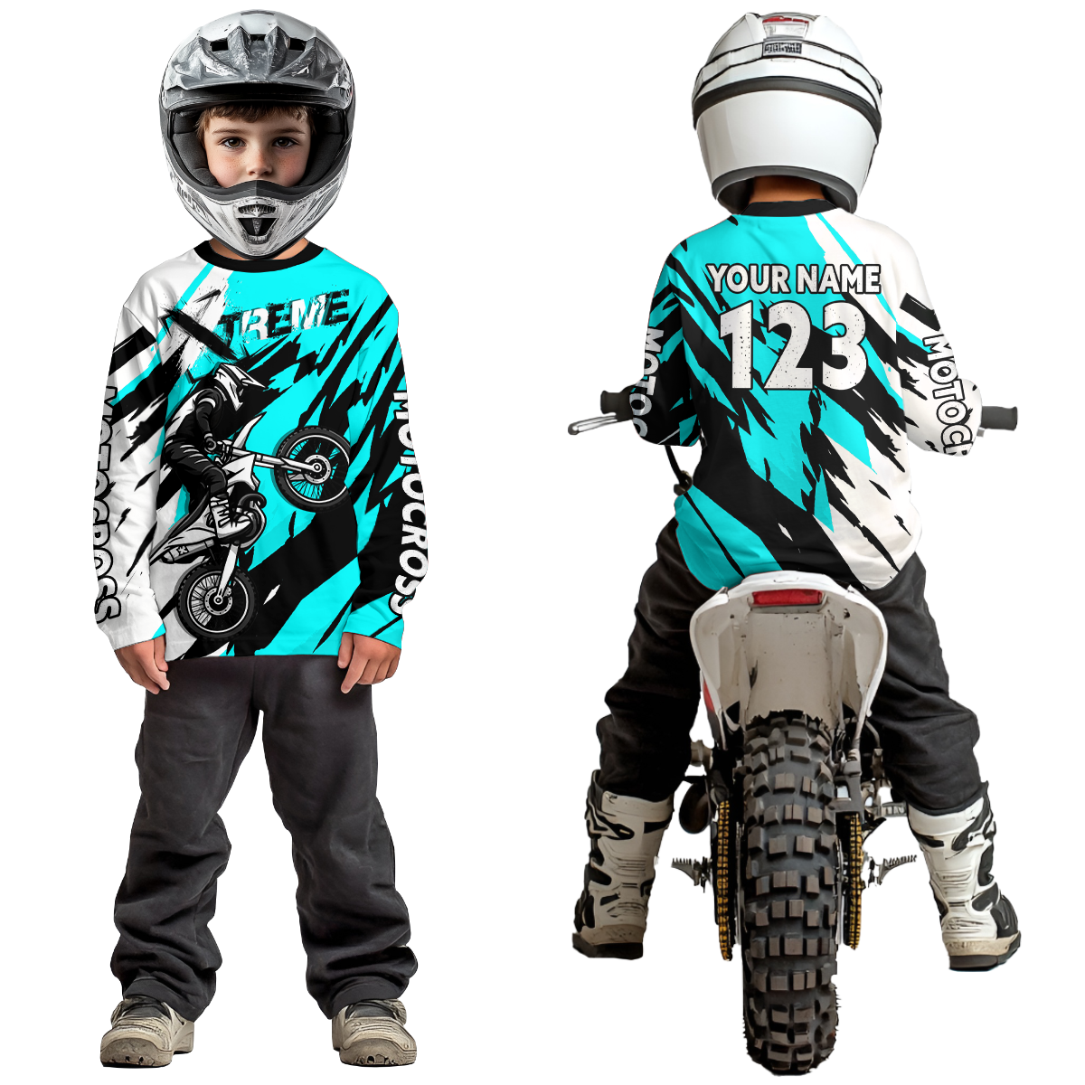 Custom Turquoise Motocross Racing Jersey Custom Dirt Bike Off road Shirt