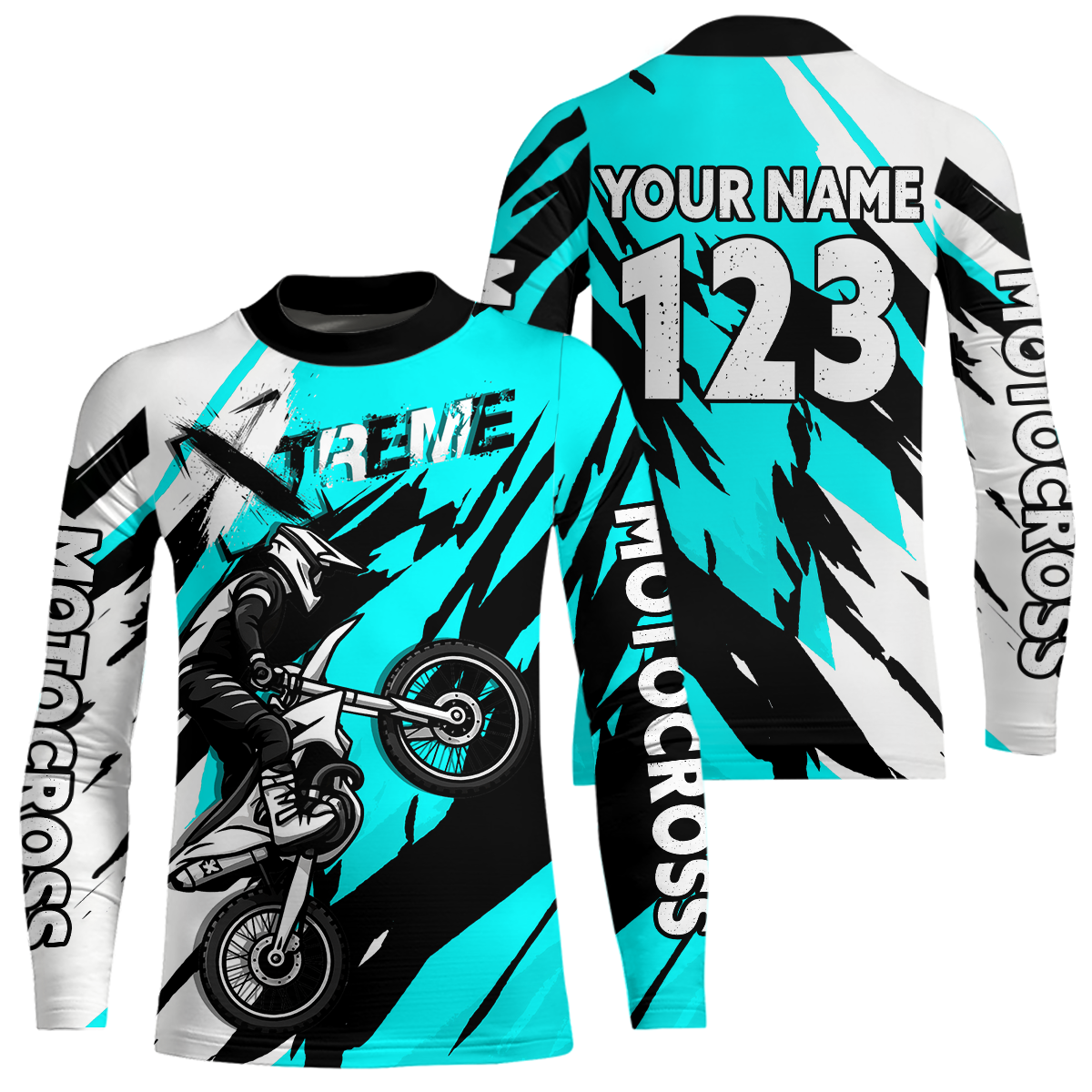 Custom Turquoise Motocross Racing Jersey Custom Dirt Bike Off road Shirt