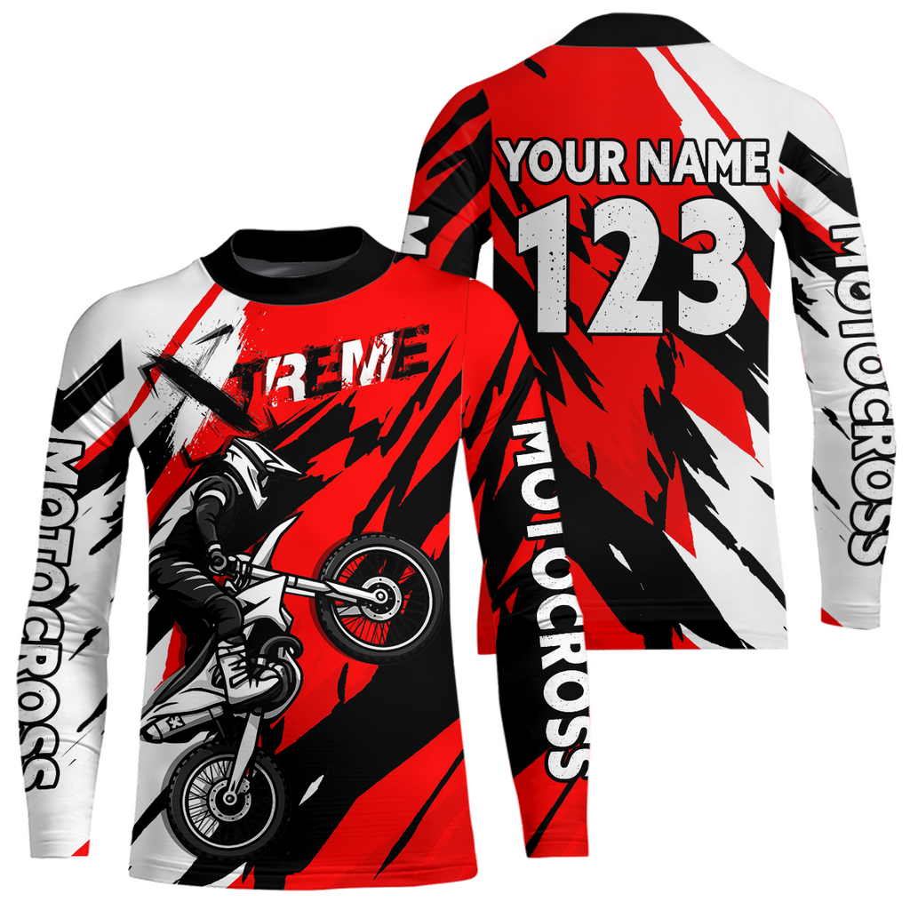 Custom Red Motocross Racing Jersey Custom Dirt Bike Off road Shirt