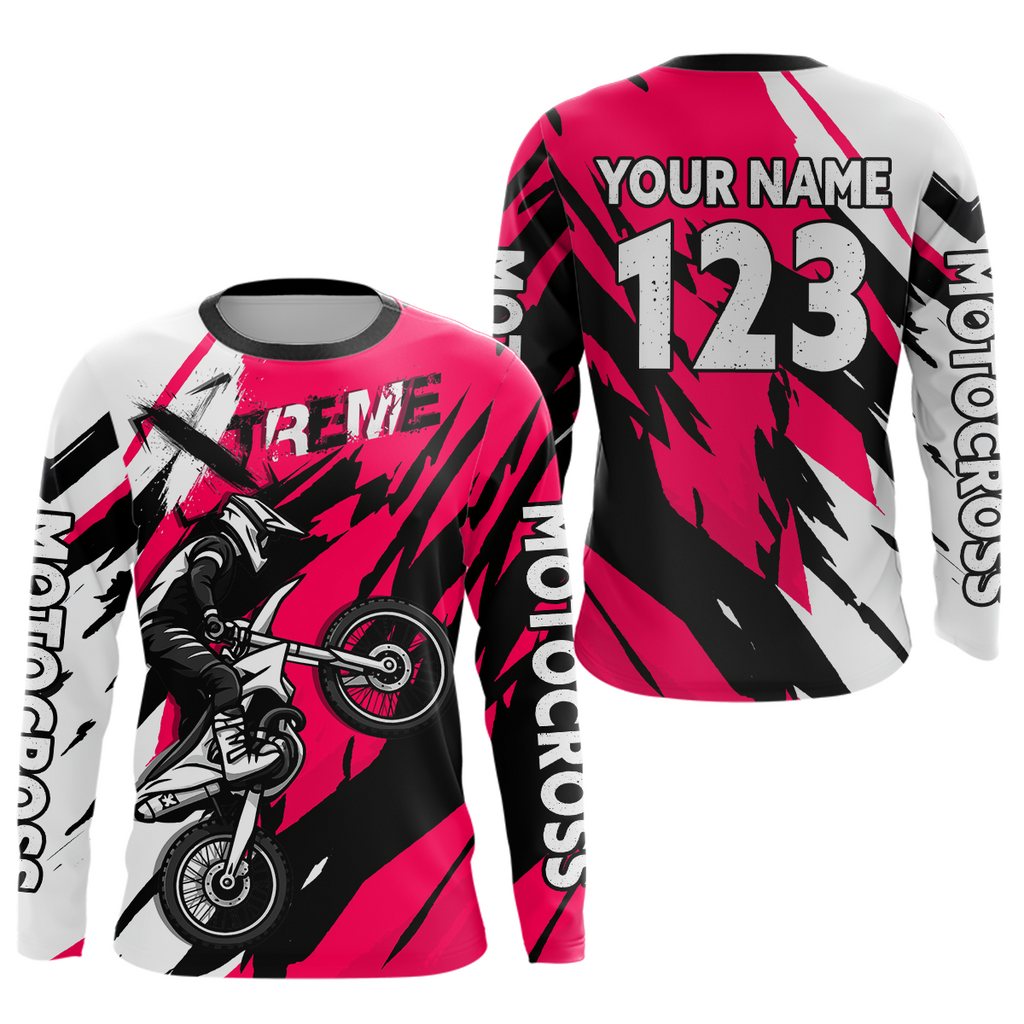 Custom Pink Motocross Racing Jersey Custom Dirt Bike Off road Shirt