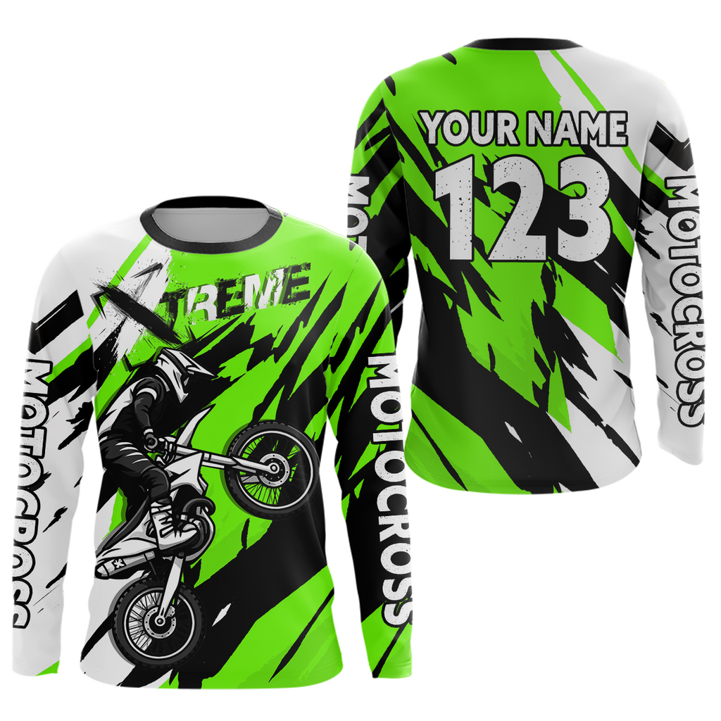 Custom Green Motocross Racing Jersey Custom Dirt Bike Off road Shirt